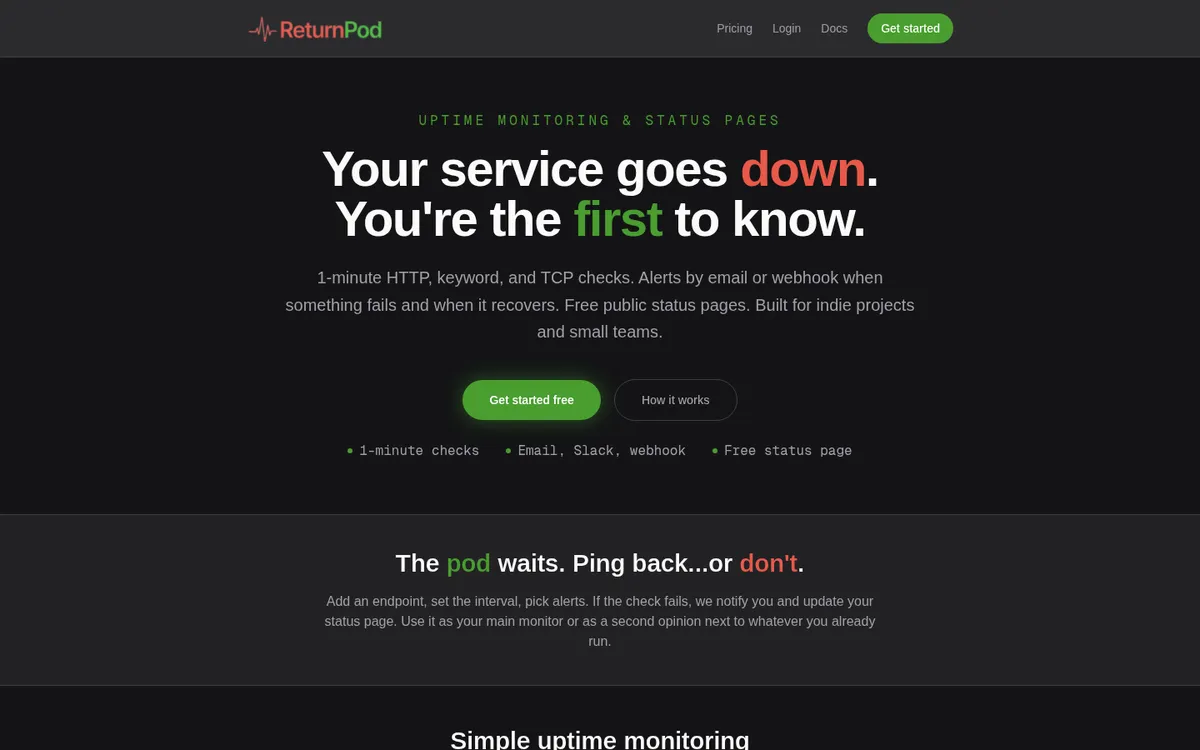 ReturnPod on desktop